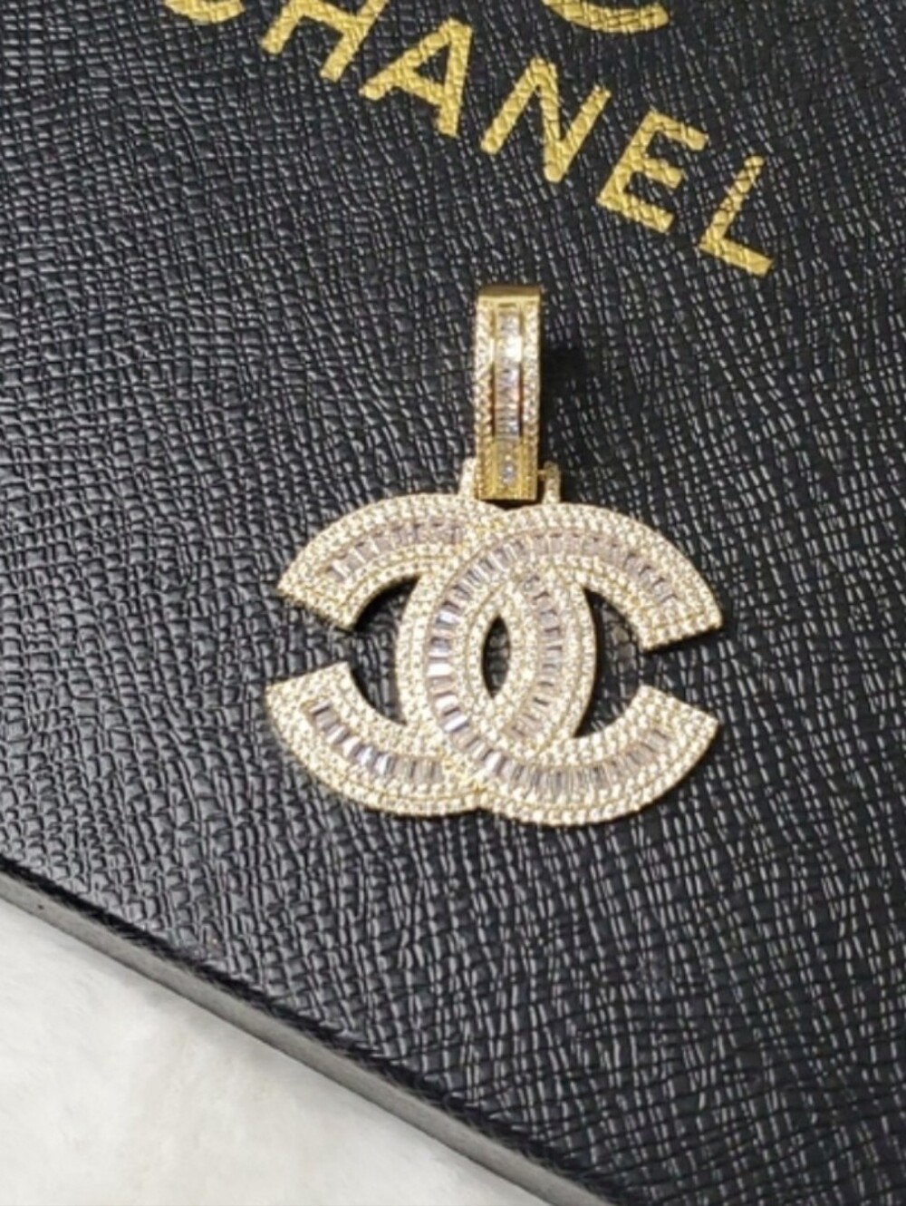 CC Boutique Gold-Tone Crystal Interlocking CC Pendant Necklace